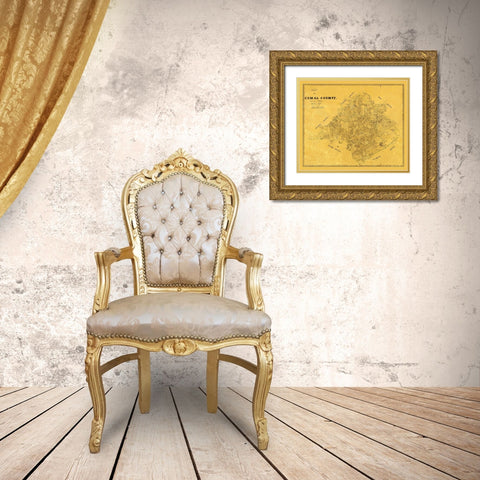 Comal County Texas - Groos 1874 Gold Ornate Wood Framed Art Print with Double Matting by Groos