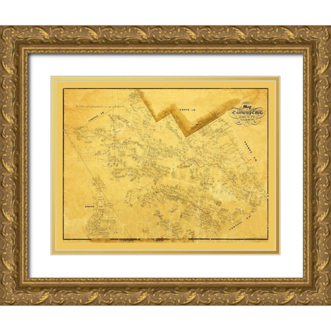 Comanche County Texas - 1856 Gold Ornate Wood Framed Art Print with Double Matting by Unknown