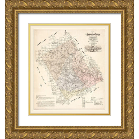 Comanche County Texas - Roessler 1876 Gold Ornate Wood Framed Art Print with Double Matting by Roessler