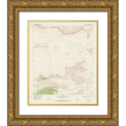 Cap Rock Butte Texas Quad - USGS 1968 Gold Ornate Wood Framed Art Print with Double Matting by USGS