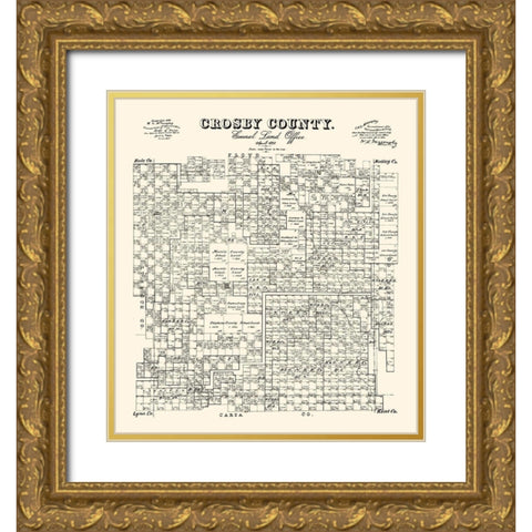 Crosby County Texas - McGaughey 1892 Gold Ornate Wood Framed Art Print with Double Matting by McGaughey