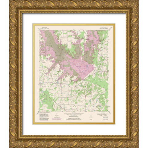 Calvary Texas Quad - USGS 1959 Gold Ornate Wood Framed Art Print with Double Matting by USGS