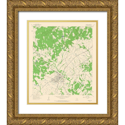 Caldwell Texas Quad - USGS 1961 Gold Ornate Wood Framed Art Print with Double Matting by USGS