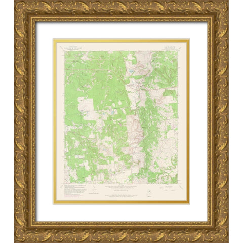 Caddo Texas Quad - USGS 1967 Gold Ornate Wood Framed Art Print with Double Matting by USGS