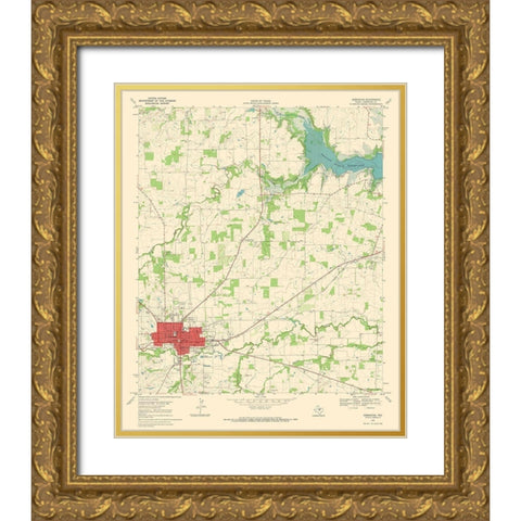Comanche Texas Quad - USGS 1969 Gold Ornate Wood Framed Art Print with Double Matting by USGS