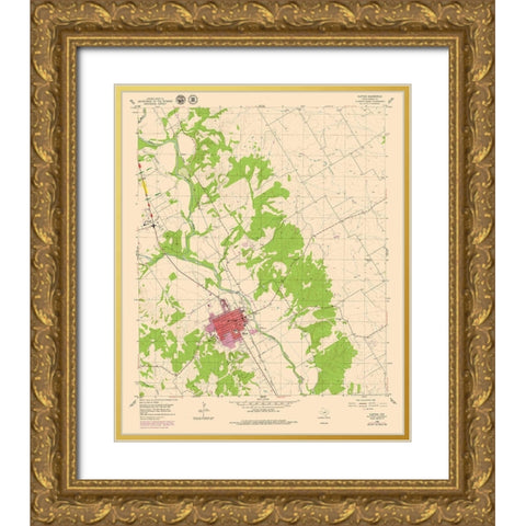Clifton Texas Quad - USGS 1955 Gold Ornate Wood Framed Art Print with Double Matting by USGS