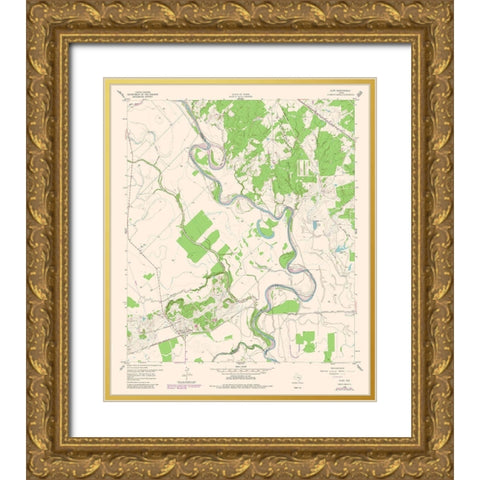 Clay Texas Quad - USGS 1980 Gold Ornate Wood Framed Art Print with Double Matting by USGS