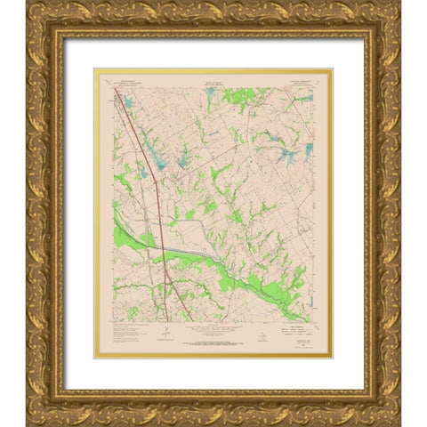 Chatfield Texas Quad - USGS 1961 Gold Ornate Wood Framed Art Print with Double Matting by USGS