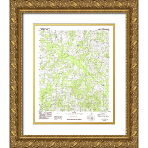 Carroll Texas Quad - USGS 1984 Gold Ornate Wood Framed Art Print with Double Matting by USGS