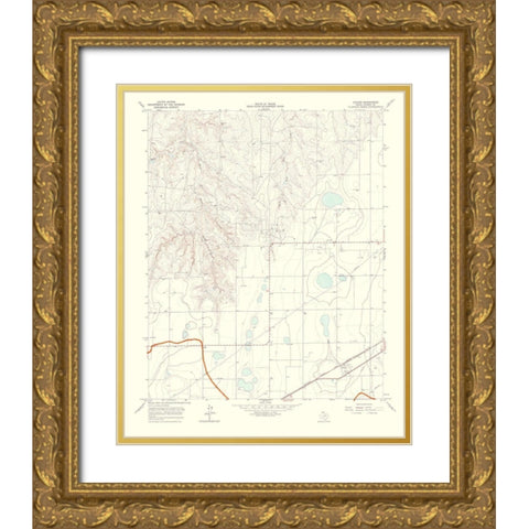 Cuyler Texas Quad - USGS 1967 Gold Ornate Wood Framed Art Print with Double Matting by USGS