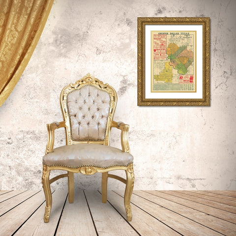 Dallas Texas Landowner - Worley 1905 Gold Ornate Wood Framed Art Print with Double Matting by Worley