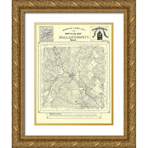 Dallas Texas Landowner - Murphy 1886 Gold Ornate Wood Framed Art Print with Double Matting by Murphy