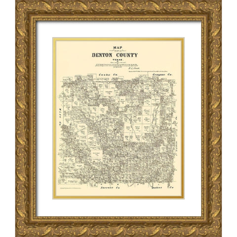 Denton Texas Landowner - Gast 1879 Gold Ornate Wood Framed Art Print with Double Matting by Gast