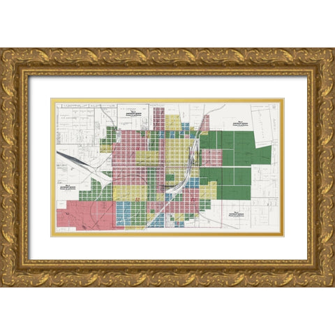 Denison Texas Landowner - Jackson 1908 Gold Ornate Wood Framed Art Print with Double Matting by Jackson