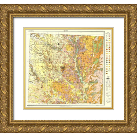 Denton Texas Soil - USDA 1918 Gold Ornate Wood Framed Art Print with Double Matting by USDA