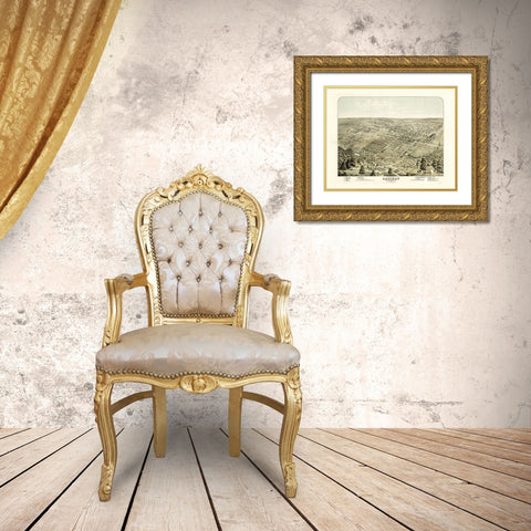 Denison Texas - Morse 1876  Gold Ornate Wood Framed Art Print with Double Matting by Morse
