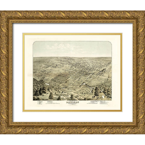 Denison Texas - Morse 1876  Gold Ornate Wood Framed Art Print with Double Matting by Morse