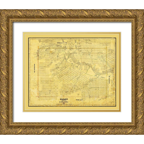 Dimmit County Texas - Arlitt 1876 Gold Ornate Wood Framed Art Print with Double Matting by Arlitt