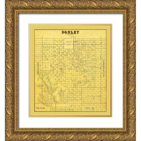 Donley County Texas - 1880 Gold Ornate Wood Framed Art Print with Double Matting by Unknown