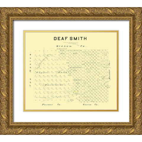 Deaf Smith County Texas - Hamilton 1887 Gold Ornate Wood Framed Art Print with Double Matting by Hamilton