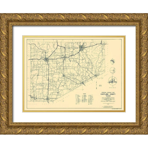 Eastland Texas Highway - Highway Dept 1936 Gold Ornate Wood Framed Art Print with Double Matting by Highway Dept