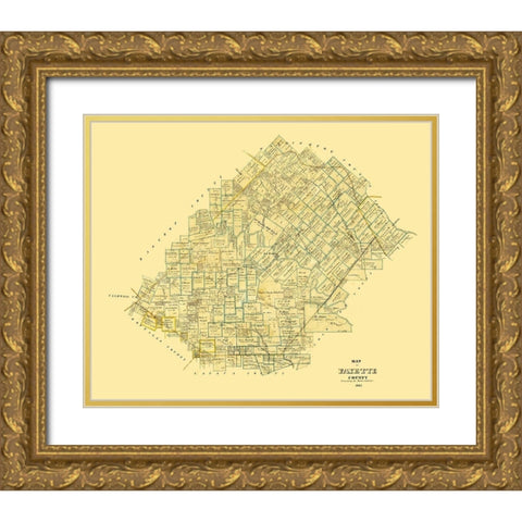 Fayette County Texas - Martin 1865 Gold Ornate Wood Framed Art Print with Double Matting by Martin