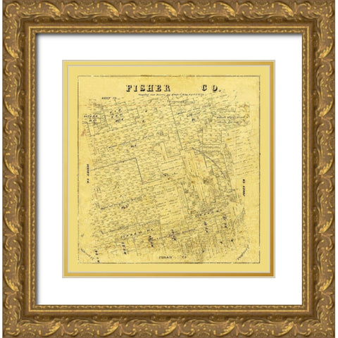 Fisher County Texas - Wise 1879 Gold Ornate Wood Framed Art Print with Double Matting by Wise
