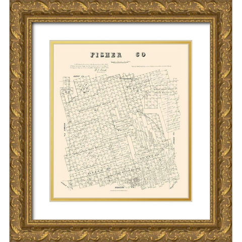Fisher County Texas - Walsh 1880 Gold Ornate Wood Framed Art Print with Double Matting by Walsh