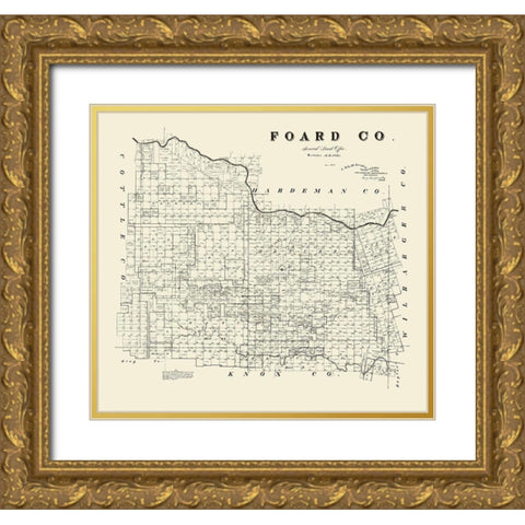 Foard County Texas - McGaughey 1891 Gold Ornate Wood Framed Art Print with Double Matting by McGaughey