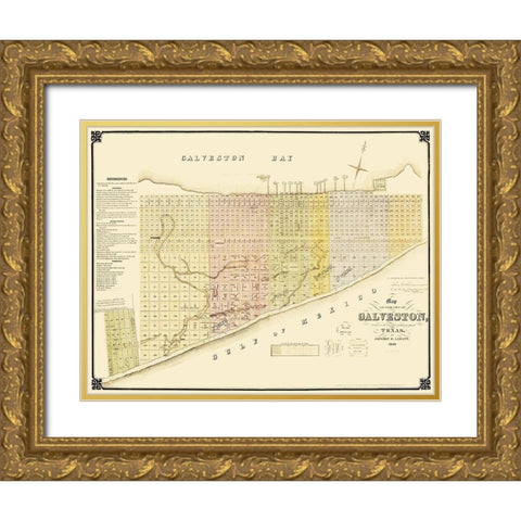 Galveston Texas Landowner - Labatt 1869 Gold Ornate Wood Framed Art Print with Double Matting by Labatt