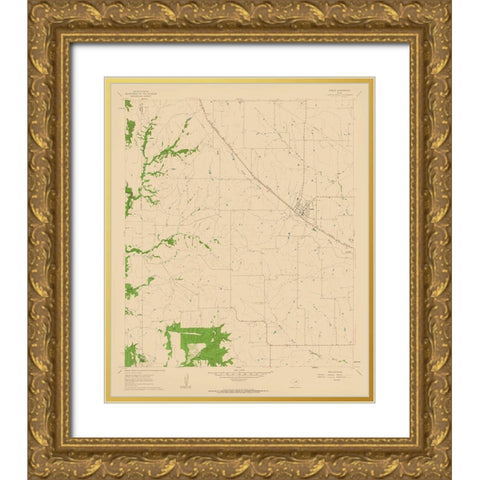 Godley Texas Quad - USGS 1961 Gold Ornate Wood Framed Art Print with Double Matting by USGS