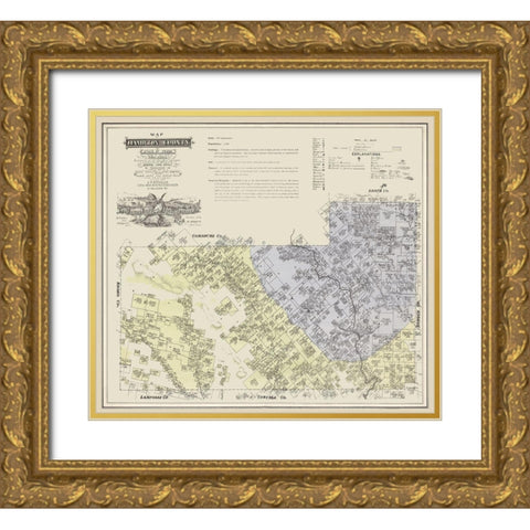 Hamilton County Texas - Roessler 1876  Gold Ornate Wood Framed Art Print with Double Matting by Roessler