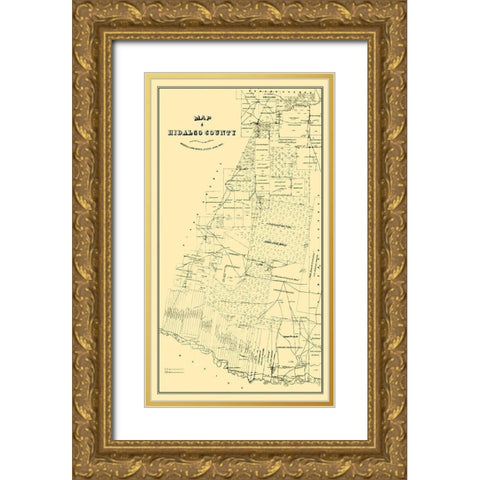 Hidalgo Texas - Land Office 1880 Gold Ornate Wood Framed Art Print with Double Matting by Land Office