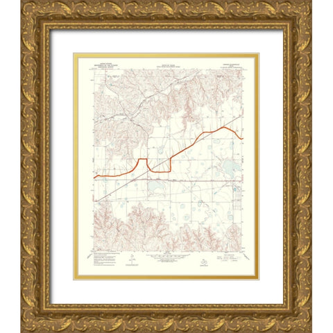 Hoover Texas Quad - USGS 1969 Gold Ornate Wood Framed Art Print with Double Matting by USGS
