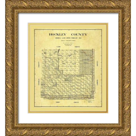 Hockley County Texas - Pritchett 1914 Gold Ornate Wood Framed Art Print with Double Matting by Pritchett