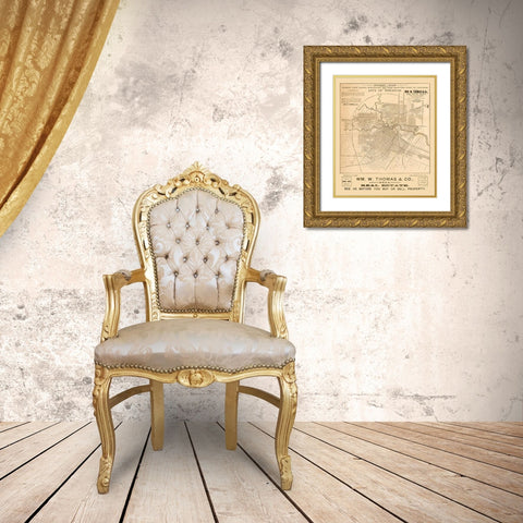 Houston Texas - Thomas 1890  Gold Ornate Wood Framed Art Print with Double Matting by Thomas
