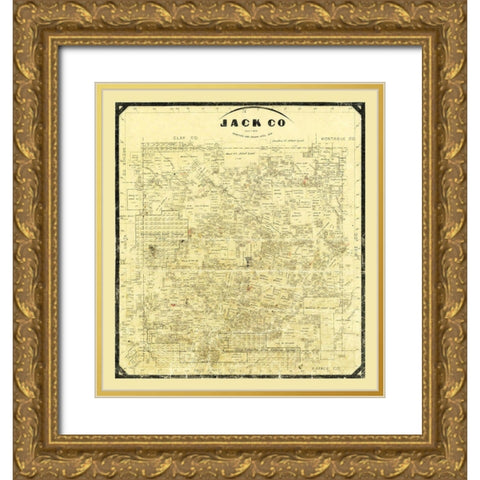 Jack County Texas - Wise 1878 Gold Ornate Wood Framed Art Print with Double Matting by Wise