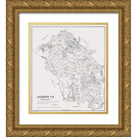 Jackson County Texas - Walsh 1880 Gold Ornate Wood Framed Art Print with Double Matting by Walsh