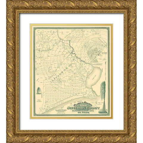 Jefferson Texas Landowner - Clarke 1901 Gold Ornate Wood Framed Art Print with Double Matting by Clarke