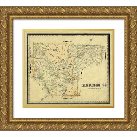 Karnes County Texas - Arlitt 1870  Gold Ornate Wood Framed Art Print with Double Matting by Arlitt