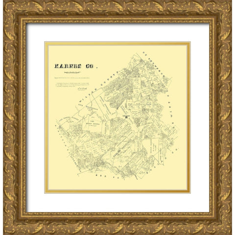 Karnes County Texas - Walsh 1880  Gold Ornate Wood Framed Art Print with Double Matting by Walsh