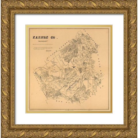 Karnes County Texas - Walsh 1880  Gold Ornate Wood Framed Art Print with Double Matting by Walsh
