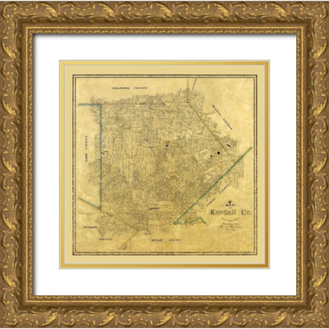 Kendall County Texas - Rosenberg 1879  Gold Ornate Wood Framed Art Print with Double Matting by Rosenberg