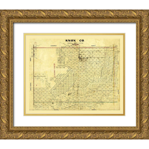 Knox County Texas - Wise 1875  Gold Ornate Wood Framed Art Print with Double Matting by Wise