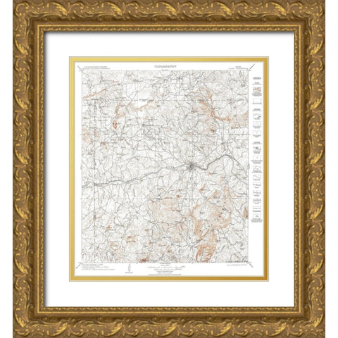 Llano Texas Quad - USGS 1901 Gold Ornate Wood Framed Art Print with Double Matting by USGS