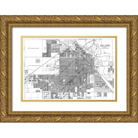 Lubbock Texas - City Engineering Dept 1946 Gold Ornate Wood Framed Art Print with Double Matting by City Engineering Dept