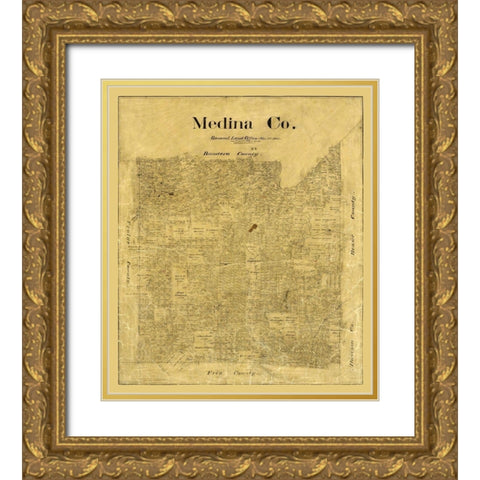Medina County Texas - Rowe 1895  Gold Ornate Wood Framed Art Print with Double Matting by Rowe