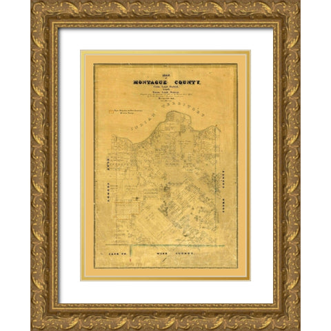 Montague County Texas - Rosenberg 1858  Gold Ornate Wood Framed Art Print with Double Matting by Rosenberg