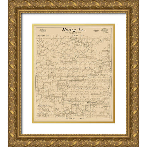 Motley County Texas - McGaughey 1893  Gold Ornate Wood Framed Art Print with Double Matting by McGaughey