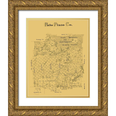 Palo Pinto County Texas - Gold Ornate Wood Framed Art Print with Double Matting by Unknown